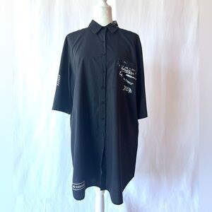 Black Oversized Graphic Shirt Dress – Los Angeles Edition.